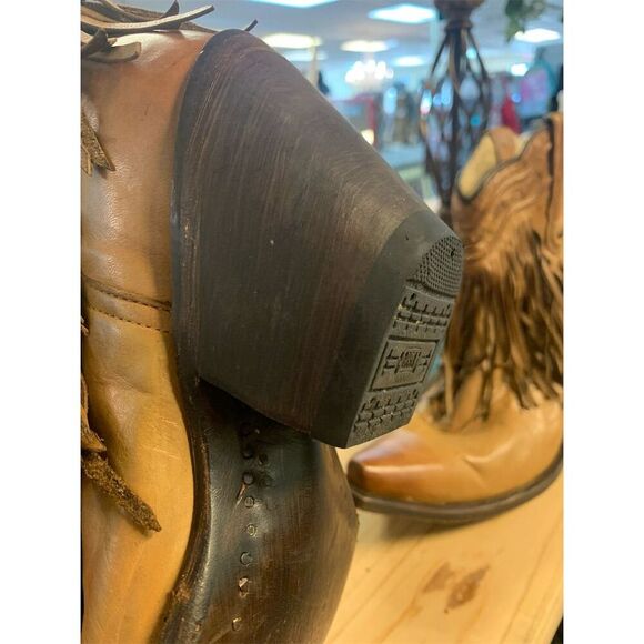 Corral Women's Fringe Cowgirl Boots Size 9 Brown Western Pointed Toe - Picture 4 of 6